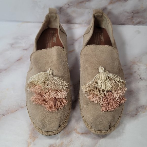 Tom's Alpargata Beige Suede Tassel Espadrilles - Picture 5 of 14